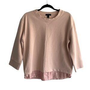 𝅺J. CREW Crew Neck Sequin Trim Sweatshirt Pink M